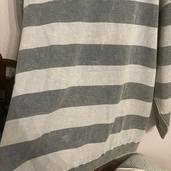 Blue Striped V-Stitched Stone Washed Sweater - Picture 9 of 12